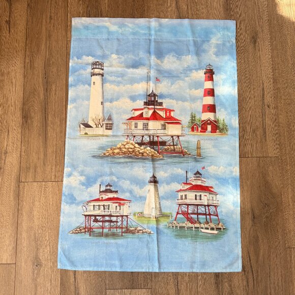 Lighthouses Fenwick Assateague Thomas Point Outdoor Flag Blue Mary Lou Troutman - Picture 11 of 14